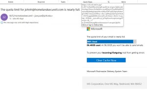 Bogus Microsoft 365 quota full email