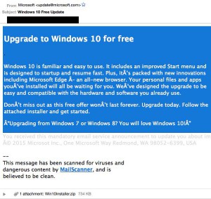 Windows 10 Malware Email Warning