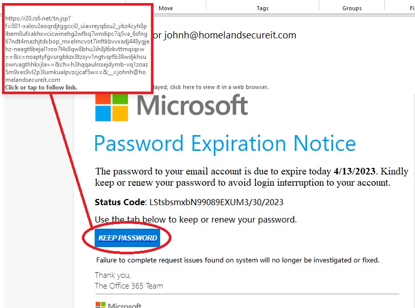 Expired Password Phishing Attempt
