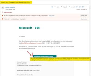 Bogus Microsoft 365 Alert